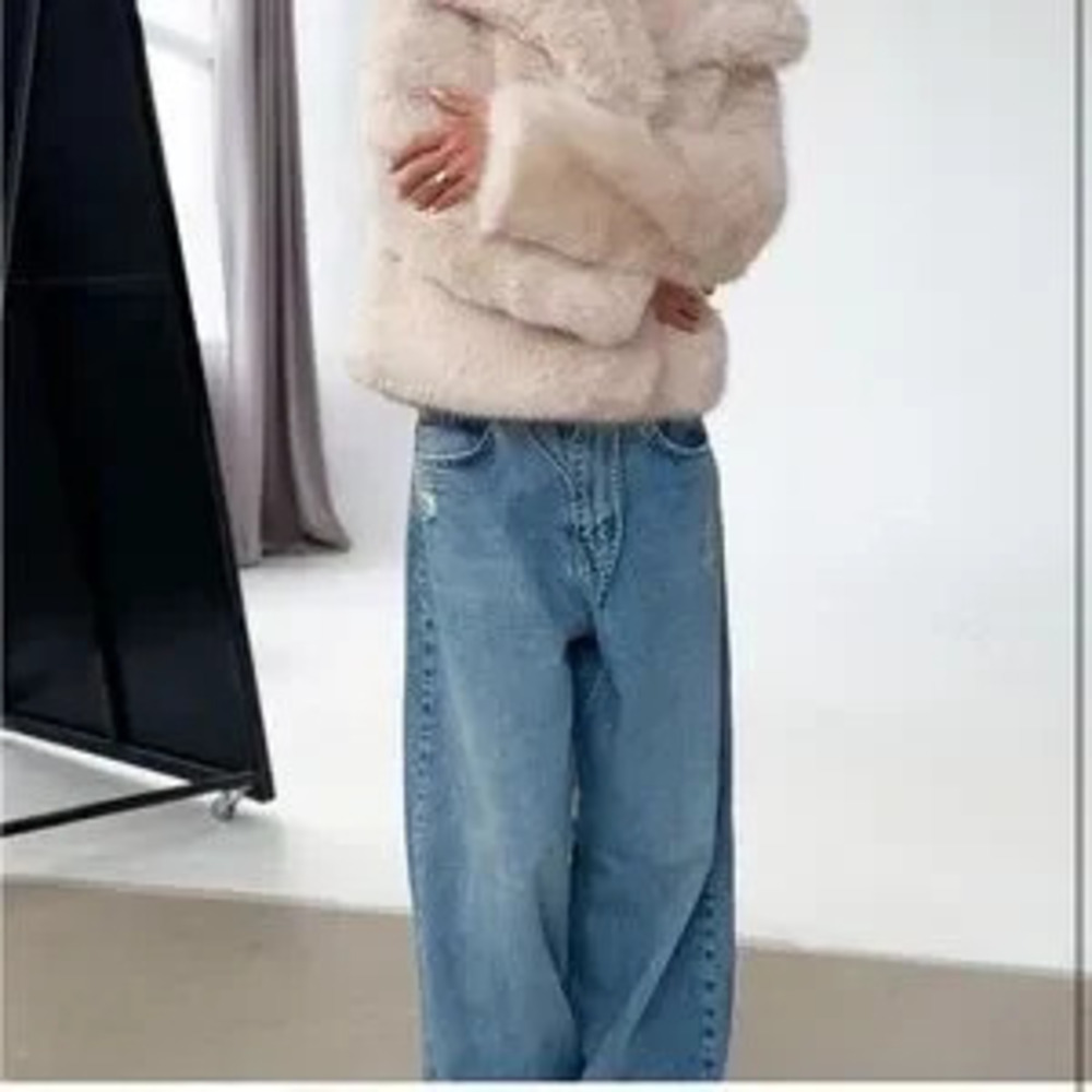 Luxurious Beige Faux Fur Coat jacket fauf fur shearling - Picture 2 of 4